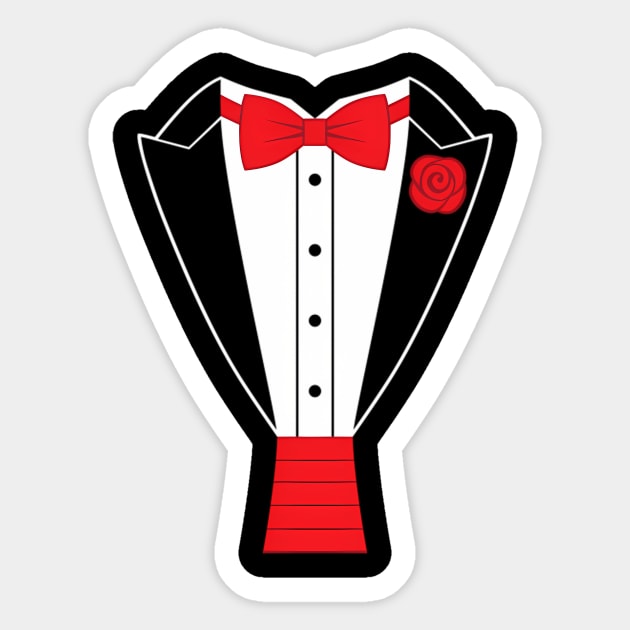 Tuxedo Red Bow Tie Sticker by klei-nhanss